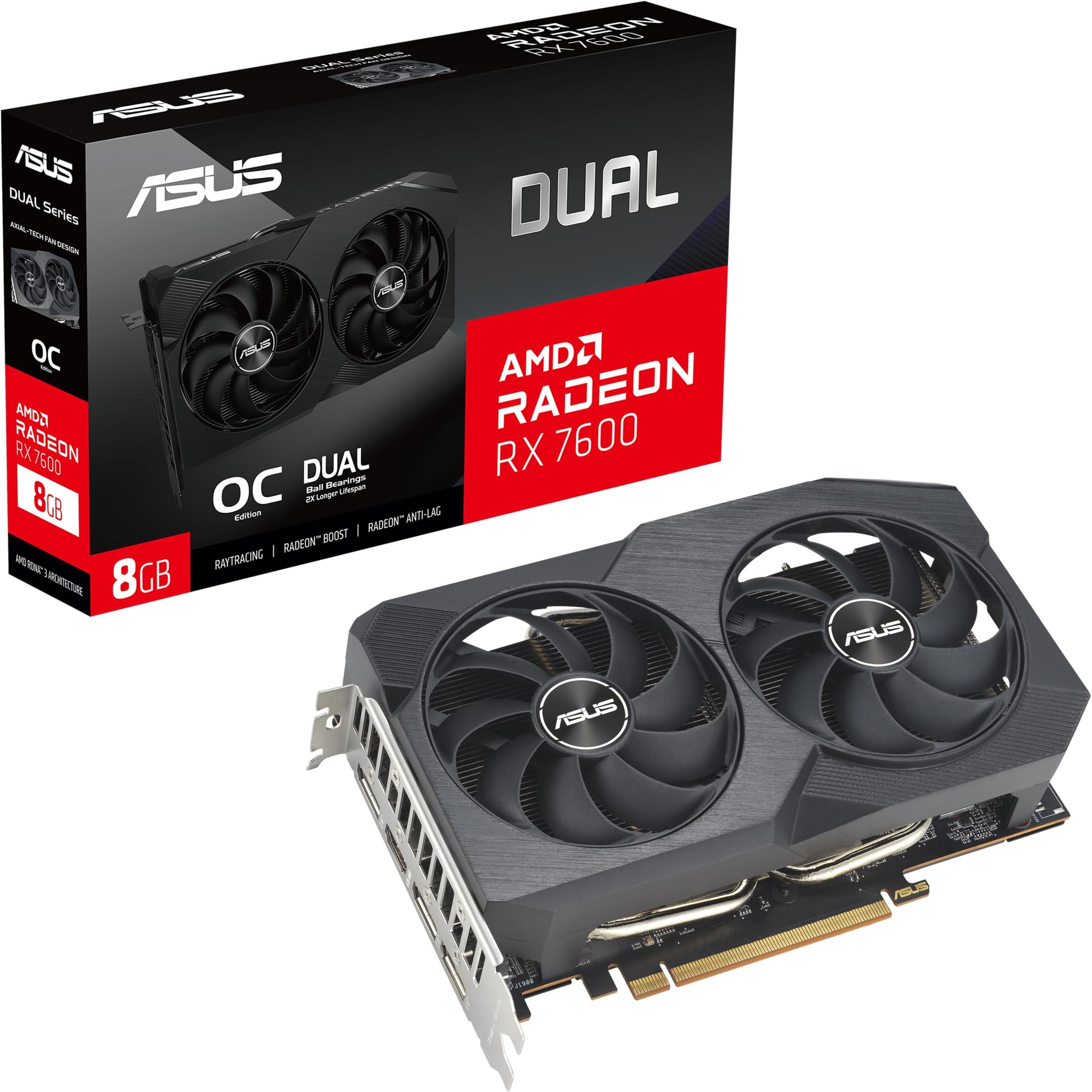 màn hình asus dual radeon rx 7600 v2 oc edition 8gb gddr6 (dual rx7600 o8g v2)